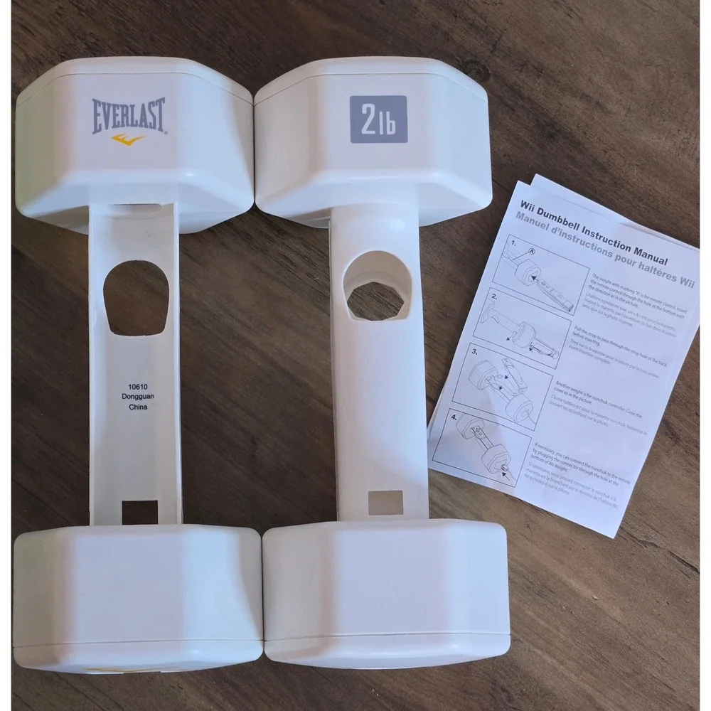 Everlast 2lb Dumbbells for Nintendo Wii Fit White Weighted Controller Shells 2pk